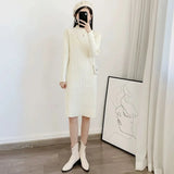 Fongt And Winter With Coat Sweater Dress Women Loose Fashion With Medium And Long Bottoming Over The Knee Knit Dress
