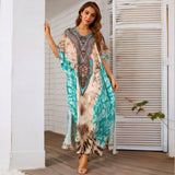Style Printed Oversized Beach Blouse Sexy Holiday Sweater Long Robe Bikini Blouse-Outfit