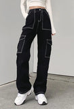 Pocket Stitched High Waist Cargo Jeans-Outfit