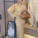 Fongt Autumn And Winter New Gentle Wind Design Sense Fashion Girl Dress Sweater Cardigan Coat Skirt Knitting-Outfit