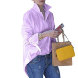 Fongt Burst Spring And Summer Lady Long-Sleeved Shirt Women's Street Fashion Loose Solid Color Large-Size Shirt