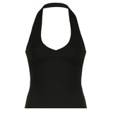 Solid Side Split Tankk Top Women Casual Sleeveless Halter Cropped Tops Korean Style Streetwear Tees Ladies Summer Vintage-Outfit