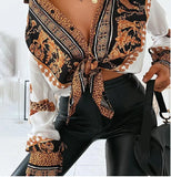 Popular Style 2023 New Ladies' Long-Sleeved White Baroque Leopard Print Shirt-Outfit