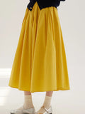 Fongt Spring Bright Yellow Dress Long Velvet Cotton Showing Thin And Comfortable Set Of Small Tight Folds Big Umbrella Skirt