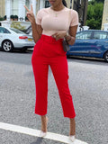 Fongt 2025 New Elegant OL Professional Trousers Thin Small Foot Pants African High-Waisted Casual Pants