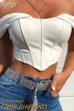 Pu Faux Corset Top Strap Camis Patchwork Bodycon Sexy Streetwear 2023 Autumn Winter Club Party Elegant Bustier