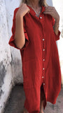 Fongt New Spring And Summer Loose Leisure Sleeve Cotton Shirt Dress