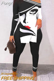Collar Pullover Top Slim Fit Pants Suit Elegant Women Printed Long Sleeve Pant Suit Female Streetwear Vintage Two Piece