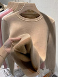 Winter Sweater Women Thicken Warm Knit Pullover Soft Plush Fleece Lined Sueter O-neck Malhas Tops New Slim Knitwear