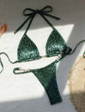 2024 New Sexy T-Shaped Pearl Leopard-Print Special Fabric Swimsuit Bikini