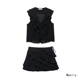 Fongt Feng 2025 New Summer Laminate Decoration Shirt 8372079 Laminate Decorative Skirt 8372080 Two-Piece Cover
