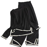Fongt Autumn Dress New Temperament Bumpy Fork Long-Sleeved Knitted Shirt High Waist Thin Leg Trousers Two