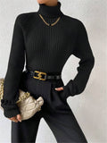 Fongt And Winter New Loose Thin High-Necked Shoulder Sleeve Knitted Sweater Woman