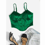 Fongt Satin Show Chest Bundle Waist Sexy Sling Show Back Vest Female Summer Small Top