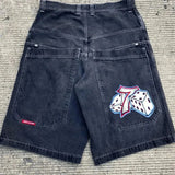 Popular Style Printed Denim Shorts Men's Retro Simple Fashion Leisure Wide-Legged Pants-Outfit