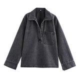 Fongt Street Fashion Straight Trousers Set Women's Spring Top Denim Casual Dress