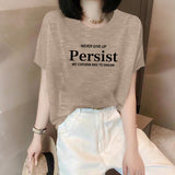 Fongt Shoulder Short-Sleeved T-Shirt Lady Loose Summer New Bamboo Festival Cotton Age-Red-Down Shirt Fashion Casual Top