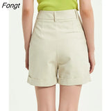 New High Waist Women's Shorts Summer 2022 Casual Loose Wide Leg Shorts Korean Fashion Pockets Office