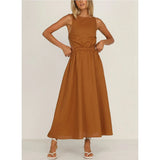 Fongt / Summer 2023 New Dew Back Hollow Solid Color Fashion Commuter Dress 1390-Outfit