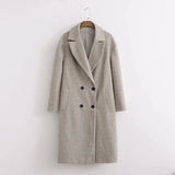 New Oversized Double-breasted Casual Faux Wool Coat Autumn Winter Women Outwear Long Sleeve Female Faux Woolen