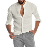 Fongt Explosion Autumn/Winter V-Neck Linen New Cardigan Long-Sleeved Men's