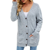 Fongt Long Coat Women's Long Dress Long Female Solid Color Mah-Button Cardigan Long-Sleeved British Style