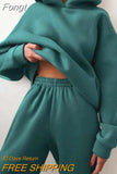 Casual Tracksuit Women Fleece Two Pieces Set Warm Sweatshirts Pullover Sweatpants Sport Suits Womens Outifits