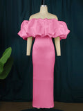 Fongt Tector-Bosing Dress Bubble Sleeve Bag-Mast Party Dress Party Dress