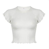 Girls Wear Pure White Refreshing Bow Spliced Tight-Edged Short-Sleeved T-Shirt 2024 Summer New Style-Outfit