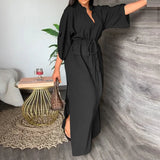 Fongt New Women's Temperament V Tie With Loose Leisure Large-Size Dress 661