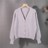 New 2021 Autumn Winter Women's Sweaters V-Neck Buttons Cardigans Casual Fashionable Korean Ladies Knitwears