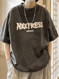 Men's Acid Wash Letter Graphic Tee-Outfit