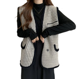 Fongt Fragrant Wind Big Size Fat MM Autumn Winter Light Ripe Vest Vest Fashionable Chic Foreign Style Straight Tube Fold Wear Thousand Bird Case Horse Clip-Outfit