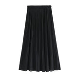 Pleated High Waist Skirt Female 2020 Summer Solid Chiffon Long Skirts For Women Korean Casual Midi Pleated Skirt
