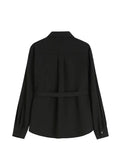 Women's Blouse Casual Loose Black Shirts 2023 Summer Gothic Vintage Harajuku Streetwear Long Sleeve Turn Down Collar Tunic