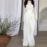 Fongt 2023 New Round Collar French Light Luxury Advanced Silk Light Dress-Outfit
