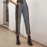 Rhetoric Contrast Women's Jeans Long Pant 2020 Summer Autumn Ladies Trousers Denim Women High Waist Jeans