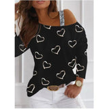 New Women's Blouse Shoulder Sequins Fashion T-Shirt With Long Sleeves-Outfit