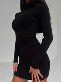 Fongt Knitted Dress 2023 Autumn And Winter New Hollow Sexy Tight Short Sweater