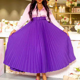 Fongt With Belt Women's New High-Waisted Skirt Swing Medium Long Folded Temperament Half-Body Skirt
