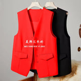 Fongt Vest Women's Small Vest 2025 Spring And Autumn New Repair Outside The Folding Wear Women's Shoulder Black Short Horse Clip