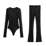 New Lace Jumpsuit 0219816 Split Design Leggings 4661529-Outfit