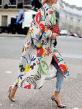 Fongt Spring And Autumn Wishebay Long Horn Sleeve Coat Print Loose Wind Coat