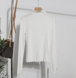 Half High-Necked Bottomed Shirt Women's Autumn And Winter New Bow Embroidery Inside The Top Of The Jacket T-Shirt