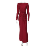 Fongt Women's Evening Dress 2025 Summer New Fashion Temperament Dress With A Round-Neck Long-Sleeved Dress