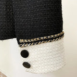 QUALITY Newest 2023 Fall Winter Designer Jacket Women's Color Block Patchwork Wool Blends Tweed