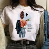 Women Sunflower Girl Printed T