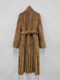 Women's Faux Fur Warm Coat Lapel Casual Loose Long Sleeve Hem Tassel Plush Overcoat 2023 Winter New Tide-Outfit