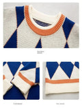 Winter Women Oversize Pullovers Casual O-neck Loose Sweater Knitted Pullover Streetwear Plaid Sweater for Women Coats-Outfit