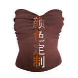 Fongt Spring And Summer Women's Explosive Pure Color Cross-Knitted Knitted Bra Vest